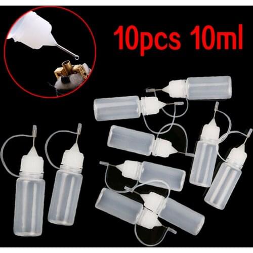 10pcs 10ml Needle Bottle Craft Tool Empty Plastic Bottle Glue Applicator Needle Tip Squeeze For Refillable Bottle Dispensing