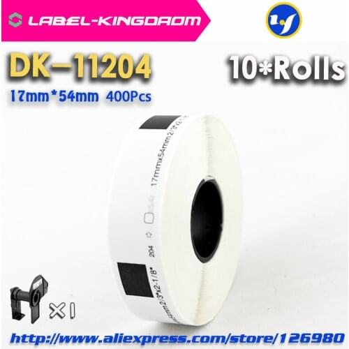 10 Refill Rolls Compatible DK-11204 Label 17mm*54mm 400Pcs Compatible for Brother Label Printer White Paper DK11204 DK-1204