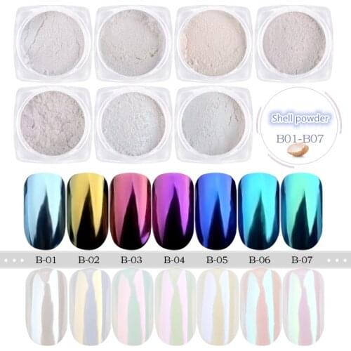 2g/box Pearl Shell Chameleon Mirror Nail Powder Glitters Shell Nail Art Shining Dust Manicure Decoration