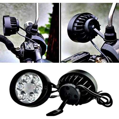 2pcs Set Motorcycle Scooter Headlight Fog Driving Lights Moto Front Head Lamp 6 Led Explorers 12v-85v White Super Bright