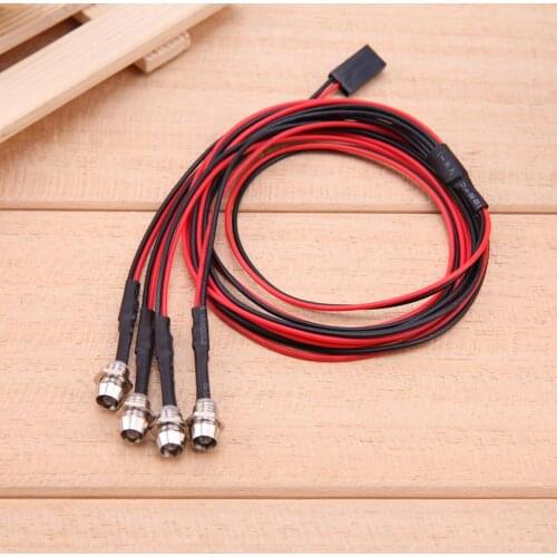 4 pcs LED Headlight 3mm White/Red Light RC Model Drift Car Accessories Parts for TRAXXAS HSP HPI REDCAT Axial SCX10