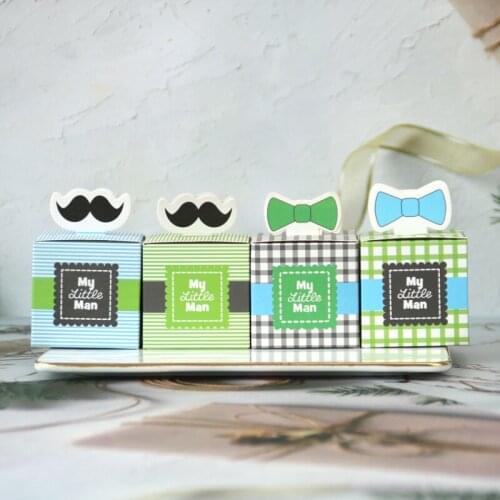 50Pcs "My Little Man" Mustache Birthday Candy Box Gift Packaging Chocolate Boxes Baby Shower Boxs