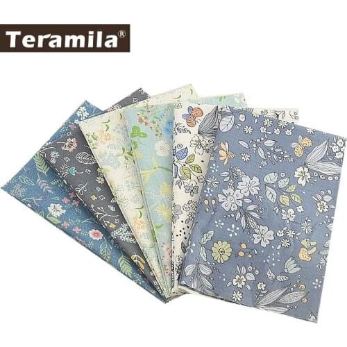 TERAMILA Telas 100% Cotton Fabric Printed Flower Quilting Pillow Cushion Cover Sewing Cloth DIY 6 PCS/40cmx50cm Home Decoration