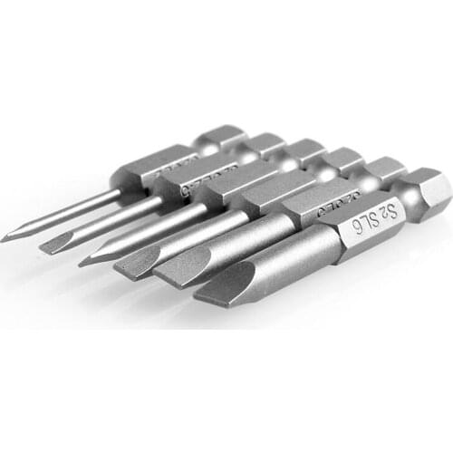 6Pcs/Set 50mm 2.0-6.0mm Flat Head Slotted Tip Screwdrivers Bits B2QB
