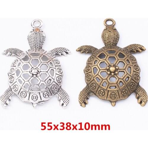 6 pieces of retro metal zinc alloy tortoise pendant for DIY handmade jewelry necklace making 7814