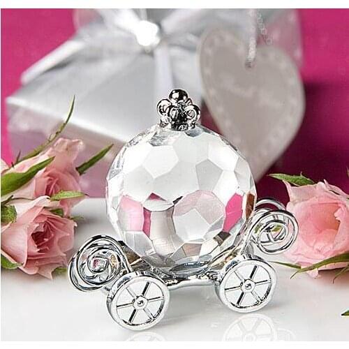 Free Shipping 100pcs/lot Crystal Cinderella Pumpkin Coach Favor Wedding decoration favors Crystal Gifts