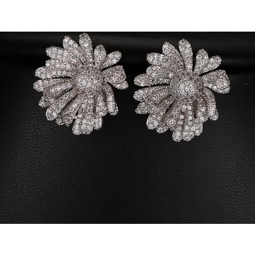 Bettyue Brand Fashion Luxury Gothic Style AAA Cubic Zircon White Gold Color Flower Jewelry Earrings For Woman Wedding Gift