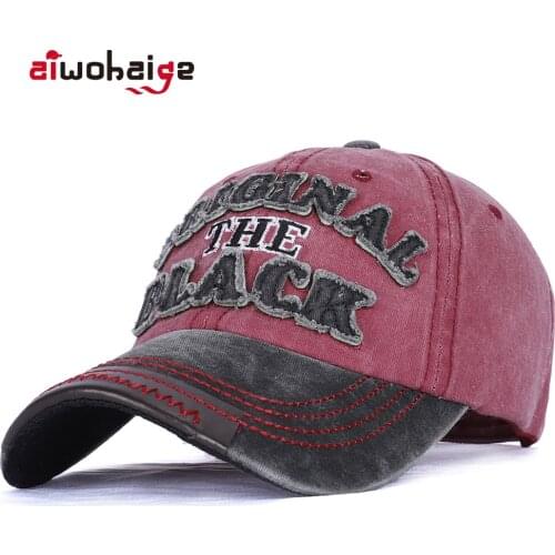 Hot Retro Washed Baseball Cap Fitted Cap Women Snapback Hat Mens Washed Cotton Gorras Casual Casquette Letter Black Cap Bone