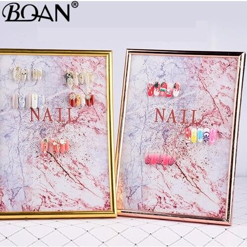 BQAN Rose Gold Nails Card Marble Style Magnet Adsorption Card Display Board Detachable False Nails For Nail Gel Polish Display