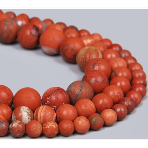 Natural AB Red Stone Matte Jaspers Mineral Loose Round Redstone Beads 15" Strand 4 6 8 10 12 MM For Jewelry Making Accessories