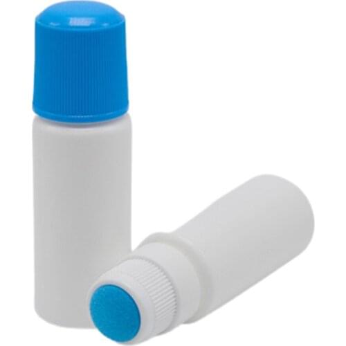 Soreness liquid bottle with sponge applicator, 30ML white medicine liquid bottle with blue sponge head