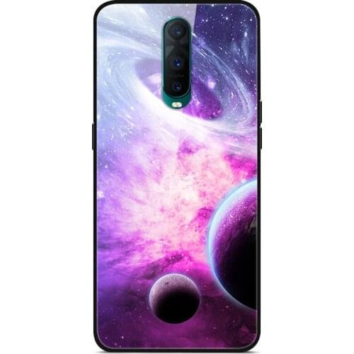 For OPPO R17 Pro Phone Case Tempered Glass Case Fitness Back Cover Star Sky Pattern