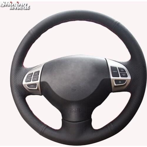 Shining wheat Black Artificial Leather Steering Wheel Cover for Mitsubishi Lancer EX 10 Lancer X Outlander ASX Colt Pajero Sport