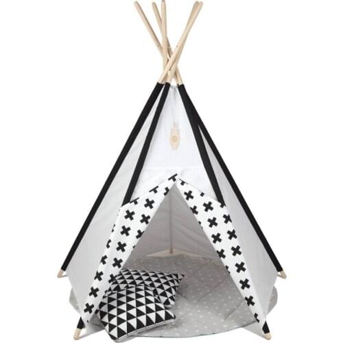 Black ad white splicing design kids play tent indian teepee children playhouse children play room teepee