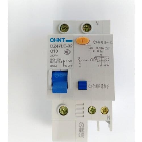 CHINT DZ47LE-32 1P+N C10A 30mA Earth Leakage Circuit Breaker/Residual Current Operated Circuit Breaker