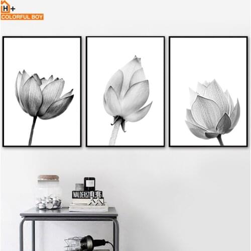 COLORFULBOY Flower Black White Posters And Prints Wall Art Canvas Painting Wall Pictures For Living Room Decoration