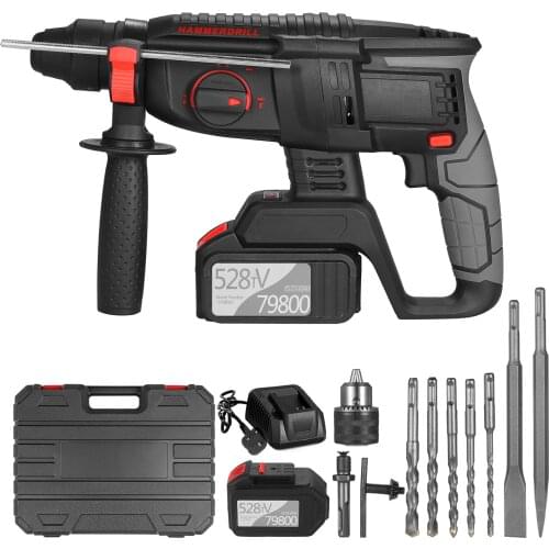 21V Brushless Heavy Duty 4 Function Rotary Hammer Drill 1 Inch SDS-plus Adjustable Grip 980 RPM Cordless Drill Demolition Kit