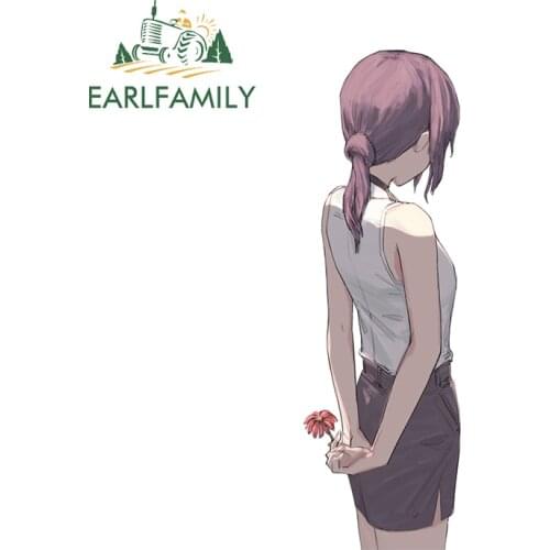 EARLFAMILY 13cm x 4.1cm for Chainsaw Man Car Sticker Anime Decal Personality Surfboard Refrigerator ScratchProof Car Assessoires