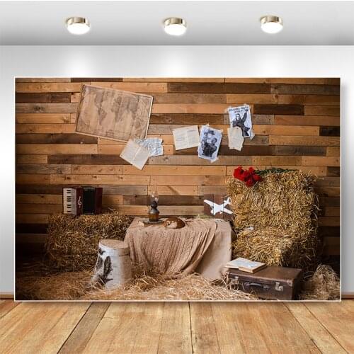 Farm Barn Haystack Photography Background Luggage Map Floral Decoration Photocall Background Photo Studio