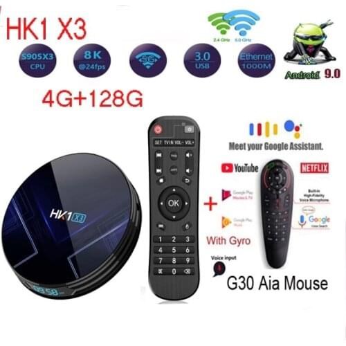 HK1 X3 S905X3 amlogic Android 9.0 4GB 32G/64G/128GB 2.4G 5G Wifi BT 4.0 1000M lan port Youtube 8K optional g30 voice air mouse