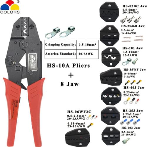 HS-10A crimping pliers wire stripper multifunction tools kit 4 jaw for insulation non-insulation tube pulg mc4 terminals tools