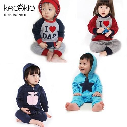 KACAKID Baby Rompers Love Dad Love Mom Children Kids Baby Rompers Cute Apple Star Pattern Cotton Boys Girls Baby Rompers ka3051