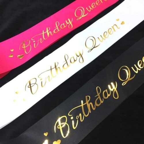 Birthday Queen Sash - Birthday Satin Sash with Gold Painting for Girls Women Birthday Party Supplies