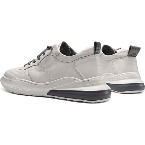 New Genuine Leather Shoes Men Fashion Casual Mens Shoes Black White Sneakers Man Outdoor Moccasins Lace-up Solid Male Footwear