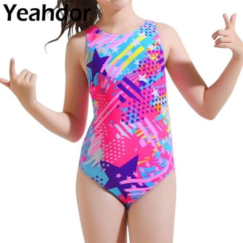 Summer Kids Girls Swimsuits Swimming Suit Sleeveless U Shape Open Back Keyhole Leotard Beach Bikini Swimwear Bathing Suits