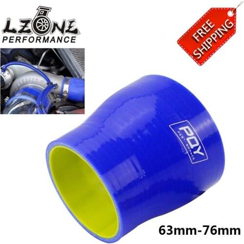 LZONE - 2.48"-3" 63mm-76mm SILICONE HOSE STRAIGHT REDUCER JOINER COUPLING BLUE & YELLOW JR-SH250300-QY