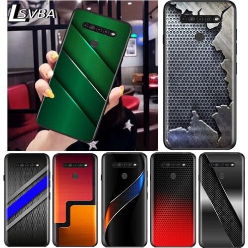 Red Blue Brushed Metal for LG G8 G8S G8X V30 V35 V40 V50 V60 ThinQ Q60 K40 K50 K30 K41 K51 K61 K71 K92 Black Phone Case