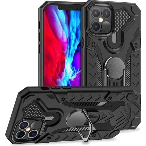 Shockproof Armor Phone Case for iPhone 11 12 Pro Max 12mini X XS Max XR 7 8 Plus Magnetic Finger Ring Stand Holder Back Cover