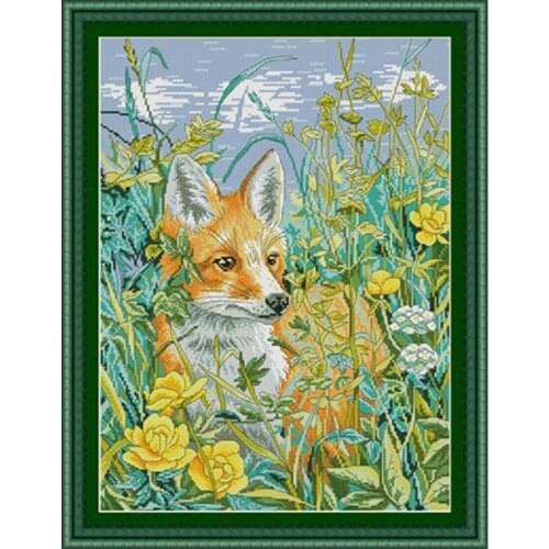 Fox in the garden patterns Counted Cross Stitch 11CT 14CT 18CT DIY Chinese Cross Stitch Kits Embroidery Needlework Sets
