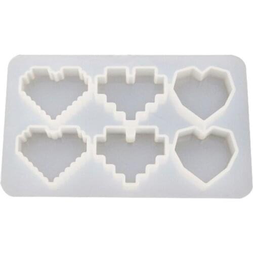 Crystal Epoxy UV Resin Mold Pixel Love Heart Shape High Mirror DIY Handmade Pendant Silicone Molds