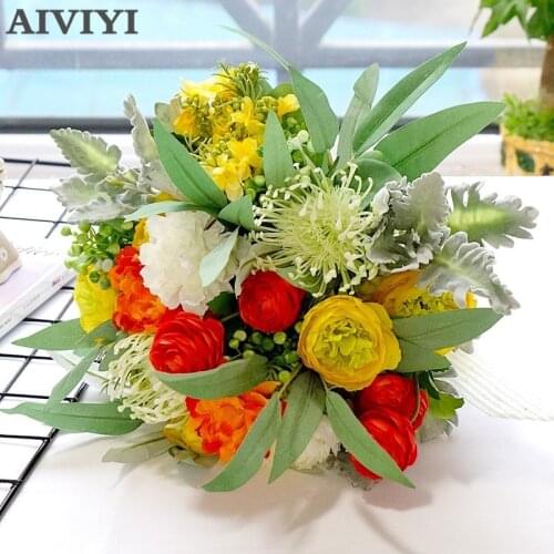 Fairy Lulian Silver Leaf Holding Flowers Party Wedding Decor Artificial Flowers Decoration for Weddings Bouquet Gift