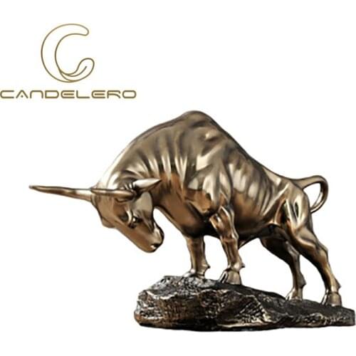 Gold bull animal figurine Bullish European personality mascot Resin Crafts Modern home decoration artwork gift Lucky ornaments