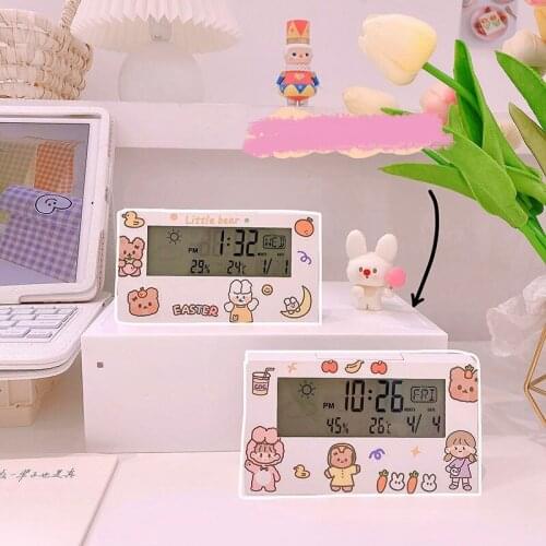 Led Digital Alarm Clock Fashionable Snooze Alarm Clock Desktop Electric Clocks Energy-saving Calendar Thermometer Display