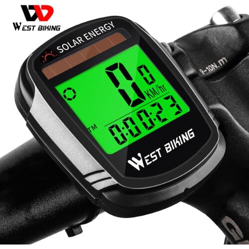 WEST BIKING Wireless Cycling Computer Rainproof MTB Road Bike Speedometer Odometer Multifunctional Solar Power Bicycle Computer