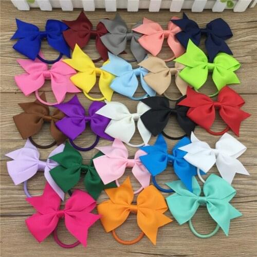 XIMA 23pcs/lot 3.5inch Hair Bows Haibows With Elastic Hairband for Kids Hair Accessories 23Colors