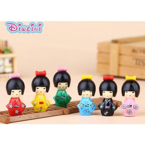 6pcs Newest Cute Japanese Kimono Girl Kawaii Personage Toy Model Miniature Figurine baby gift home decoration PVC craft