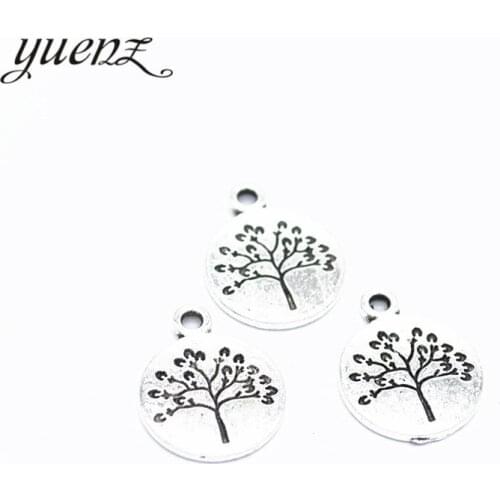 YuenZ 15pcs Round tree charms metal antique silver color pendant for jewelry making 19*15mm Q233