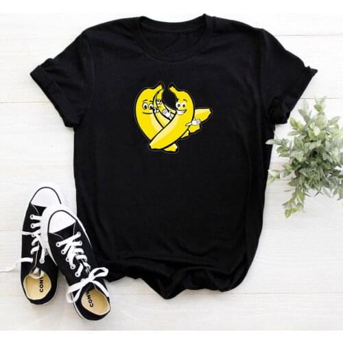Funny Banana Pattern Women T Shirt Fashion Cotton Tee Women Personification Tops Tshirts Women Loose Round Neck Camisetas Mujer