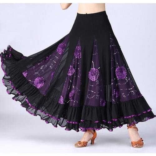Women Modern Waltz Stage Performance Dancing Clothes Multi Color Practice Bust Dance Skirt Ballroom Tango Dance Wear Long Skirts