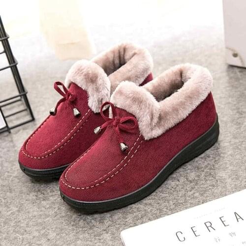 LLUUMIU women boots winter Shoes 2021 Snow Boots Round Toe Cotton Fabric Slip-on Flat With Sewing Solid Color Platform Boots