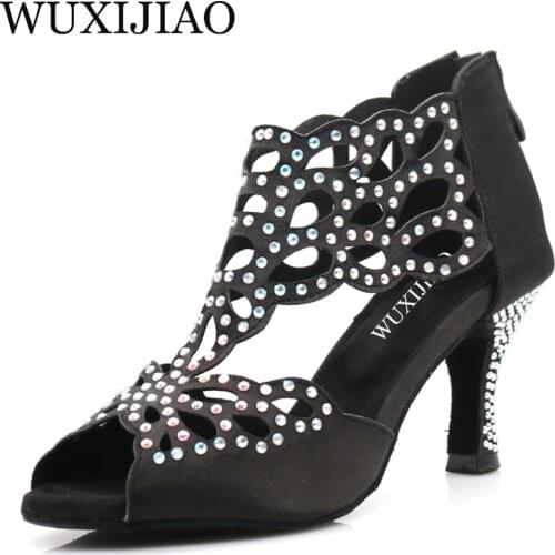 WUXIJIAO ladies shoes Jazz sneakers high heel dance shoes with rhinestones Latin dance shoes