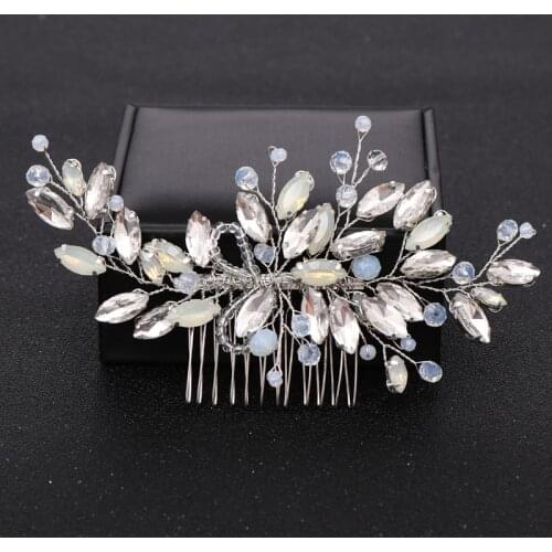 Trendy Silver color Rhinestone Crystal Wedidng Hair Combs Bridal Headpiece Women Decorative Hair ornaments Wedding Hair Jewelry