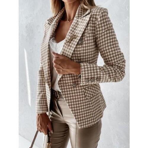 Plaid Blazer 2021 Women Spring-Autumn Vintage Tweed Suits Jackets Office Ladies Chic Slim Blazers Girls Tassel Tops Set Coat