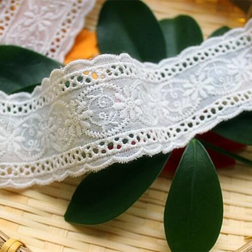 1Meter Hollow Out Floral Embroidered Cotton Lace Ribbon DIY Apparel Sewing Fabric Home Handmade Crafts Material 45mm Wide Tape