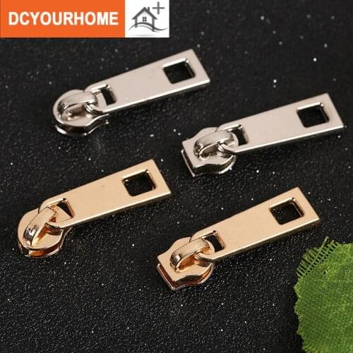 10pcs 5 # 3 # Square hole zipper puller for metal luggage clothes shoes shoes zipper