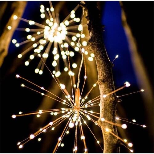 120/200LED DIY Fireworks Light Solar LED String Light Outdoor Copper Wire Waterproof IP65 Decorated Christmas Party Garden Light